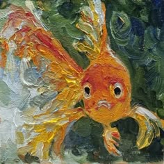 an acrylic painting of a goldfish