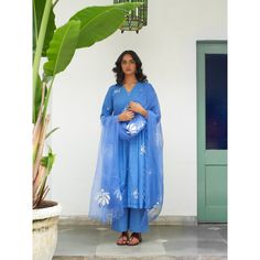 Blue Anarkali, Mirror Embroidery, Applique Work, Set Saree, Bright Fashion, Dupatta Set, Boot Jewelry, Casual Heels, Western Dresses