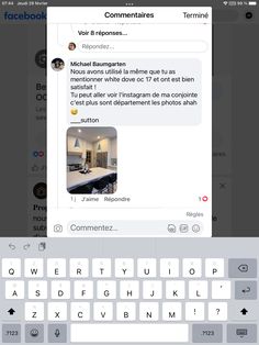 the facebook page is displayed on an iphone