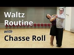 a man and woman dancing in an empty room with the words, walt routine with chase roll