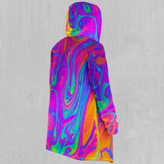 Acidic Drip Cloak - Azimuth Clothing Oversized Hooded Festival Outerwear, Sherpa Fleece, Definition Prints, Cloak, Home Made, Hand Warmers, Cold Weather, New Product, Fabric Weights