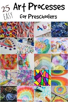 the cover of 25 art processes for preschoolers