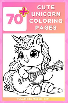 the unicorn coloring pages are available for kids to color and learn how to play guitar