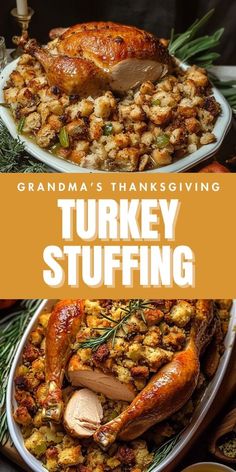 Make this Old-Fashioned Thanksgiving Turkey Stuffing recipe and bring the taste of tradition to your holiday table! 👵🍽️ Made with a perfect blend of herbs, vegetables, and a rich turkey broth, this stuffing is moist, flavorful, and the ultimate side dish. It’s an heirloom recipe passed down through generations and will be the star of your Thanksgiving feast. #ThanksgivingStuffing #HolidaySides #GrandmasRecipe #StuffingRecipe #TraditionalStuffing #FamilyDinner #ThanksgivingFood #ClassicRecipes Stuffing Cooked Outside The Turkey, Classic Thanksgiving Stuffing Recipe, Stuffing Recipes Thanksgiving In Turkey, Things To Stuff Your Turkey With, Homemade Cornbread Stuffing Recipe Thanksgiving, Bells Stuffing Recipe, Stuffing Homemade Recipes, Stuffing For Inside The Turkey, Thanksgiving Stuffing Easy