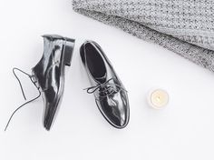 Swap your heels for a pair of hi-shine brogues this party season http://sevenbootlane.com/products/estelle-black-polished-leather Leather Brogues, Black Polish, New Years Party, Lace Up Flat, Black Leather, Boots, Heels, Leather, Black