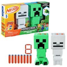 Nerf Minecraft Creeper & Skeleton Mob 2-Blaster Pack, 8 Nerf N1 Darts Compatible Only with Nerf N Series Blasters The Nerf Minecraft Creeper & Skeleton Mob Pack includes 2 blasters that take their inspiration from Minecraft, capturing the look of 2 favorite mobs from the game. Each easy-to-use blaster holds 2 darts and fires them 1 at a time. Outside of battle, the creeper and skeleton mobs are also fun characters that can stand on their own for play and display! They're also Nerf dart blasters, Skeleton Toys, Minecraft Perler Bead Patterns, Bee Birthday Cake, Nerf Games, Minecraft Logo, Nerf Darts, Sonic Party, Creeper Minecraft, Fun Characters