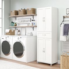 a washer and dryer in a laundry room