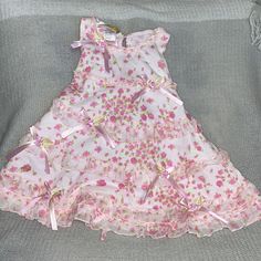 Light Pink Floral Tie Back Ruffled Size 12 Mo New With Tags