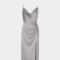 Lilliana Slip Dress In Silver Gray. Silky Slip Dress With Side Rouching And Leg Slip To Mid-Thigh. Very Sophisticated And Sexy. Great For Weddings, Proms Or Any Other Special Occasions. Milly Dresses, Milly Dress, Satin Slip, Satin Slip Dress, Gray Color, Slip Dress, Personal Style, Size 2, Prom