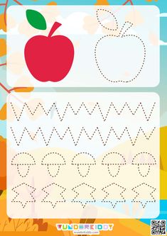 an apple worksheet for children to learn how to write and draw the letters