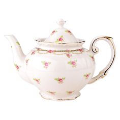 Petite Fleur Porcelain Teapot-Roses And Teacups Cute Tea Pot, Sparking Joy, Cute Teapot, Luxury Tableware, Pot Lights, Porcelain Eggs, Porcelain Tea Set, Pink Floral Pattern, Porcelain Teapot