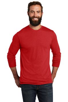 Allmade ® Unisex Tri-Blend Long Sleeve Tee - RISE UP RED - 2XL | Allmade Tri-Blend Long Sleeve Top in Rise Up Red Size 2XL | Triblend Plastic Water Bottles, Plain Tees, Aloha Shirt, Family Outfits, Recycle Plastic Bottles, Long Sleeve T Shirts, Recycled Plastic, Long Sleeve Tee, Rib Knit