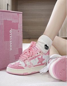 Pastel Shoes, Preppy Shoes, Cute Shoes Heels, Pretty Princess, Pink Star, Cute Nike Shoes