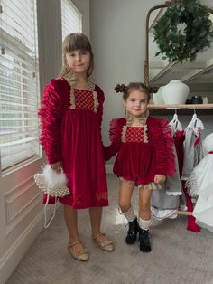 Victoria Red Velvet Dress – Petite Maison Kids Red Carpet Velvet Fitted Dress, Velvet Fitted Dress For Red Carpet, Red Elegant Fancy Dress, Elegant Red Dress For Fancy Occasion, Elegant Red Fancy Dress, Elegant Christmas Dresses With Ruffles, Red Velvet Dress With Fitted Bodice, Elegant Festive Holiday Dress With Ruffles, Elegant Velvet Dress With Ruffles