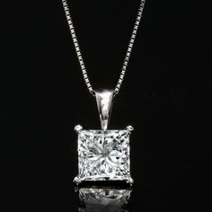 Ross-Simons - 2.00ct Princess-Cut Lab Grown Diamond Pendant Necklace. 18". Priced to please for its substantial size, our gorgeous 2.00 carat princess-cut lab-grown diamond pendant necklace makes a sensational signature style. Finely crafted in polished 14kt white gold and suspended from a sleek box chain. Lab-grown diamonds are identical to mined diamonds according to their optical, physical and chemical properties. All Ross-Simons lab-grown diamond jewelry in 14kt gold and platinum includes an Formal Necklace With Princess Cut Diamond Accents, Princess Cut Diamond Necklaces, Anniversary Necklace With Diamond Accents, Anniversary Princess Cut Diamond Necklace In Fine Jewelry Style, Fine Jewelry Princess Cut Diamond Necklace For Anniversary, Princess Cut Diamond Necklace With Diamond Cut, Anniversary Princess Cut Diamond Necklace, Fine Jewelry Princess Cut Cubic Zirconia Necklace, Fine Jewelry Diamond Necklace With Princess Cut