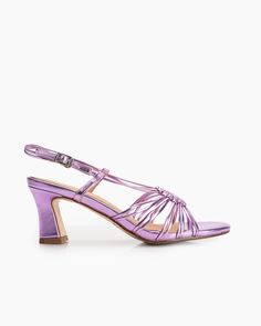 two-strings-slingback-mid-heel-block-sandals Purple Toes, Block Sandals, Chunky Block Heels, Comfortable Flats, Leather Slides, Thick Heels, Slingback Sandal, Block Heels Sandal, Mid Heel