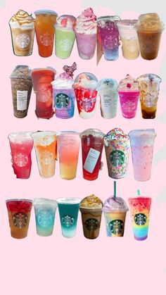 there are many different types of drinks in cups