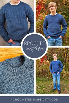 the crochet pattern for this sweater is easy to make and looks great on men