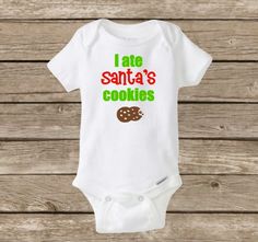 Cute onesie for the little one🎅🏼🍪  I Ate Santas Cookies Onesie, Christmas Baby Onesie, Funny Baby Shirt, Merry Christmas, Santa Claus, Boy Onesie, Girl Onesie, Holiday Outfit, Merry Xmas, Christmas Cookies, Ho Ho Ho   **********************************************  We use Gerber Onesies- Size Chart Below;  Onesies: Weight Height Newborn 5-8lbs 17-21in. 0-3month 8-12lbs 21-24in. 3-9month 12-20lbs 24-28in. 12month 20-24lbs 28-30in. 18month 24-28lbs 30-32in. 24month 28-32lbs 32-34in.  Toddler... Cowgirl Onesie, Thanksgiving Baby Onesie, Baby Christmas Onesie, Halloween Onesie, Christmas Onesie, Thanksgiving Baby, Basic Witch, Boy Onesie