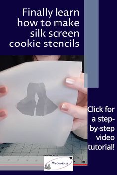 Image shows a shows a silk screen cookie stencils with a link to a page at WeCookiers on how to make them with a video tutorial. Cookie Stencils Templates Free Printable, How To Make Cookie Stencils With Cricut, Cookie Stencils Templates, Diy Cookie Stencils With Cricut, Cookie Decorating With Stencils, Cookie Stencils Tutorials, Making Cookie Stencils With Cricut, Cookie Stencils Cricut, Stenciled Cookies