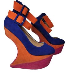 Bumper Nwot Color Block Ankle Strap Crazy Heels Artistic Abstract Party Size 5.5. Blue, Orange, Pink Retro Ankle-high Party Heels, Retro Ankle-high Heels For Parties, Retro Wedge Heels For Party, Retro Pink Platform Heels, Pink Retro Platform Heels, Fun Round Toe Heels For Party, Fun Round Toe Party Heels, Fun Party Heels With Round Toe, Retro Pink Ankle Strap Heels