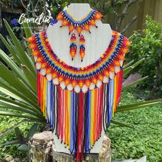 Kukuiula Necklace Bead, Native American Beaded Necklace, Huichol Jewelry, Weaving Beads, Sierra Madre Occidental, Flower Motifs, Indigenous People, Small Beads, Native American Beading