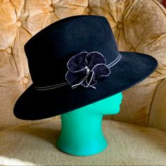 In Great Condition, Never Worn. Made In Italy, 100% Wool. Fitted Black Felt Hat For Spring, Black Flat Brim Cloche Hat For Spring, Black Short Brim Felt Hat For Spring, Spring Black Cloche Hat With Flat Brim, Black Felt Hat With Short Brim For Spring, Elegant Black Felt Hat For Spring, Black Fedora Felt Hat For Spring, Black Brimmed Felt Hat For Kentucky Derby, Black Fedora With Curved Brim For Spring