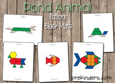 printable pattern block mats for kids to color and practice their shapes with the help of an origami fish