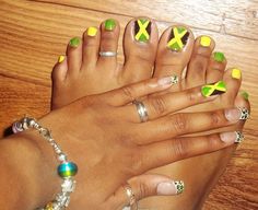 Jamaica nails. Nail Ideas For Jamaica, Jamaican Nail Designs Nailart, Jamaica Nail Designs Art Ideas, Jamaican Color Nails, Jamaican Inspired Nails, Jamaica Nail Ideas, Nails For Jamaica, Jamaica Nails Vacations, Jamaica Nail Designs