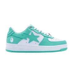 Wmns Bapesta #4 L 'Green' Green Sneakers With Contrasting Heel Counter, Green Sneakers With Contrasting Heel Counter And Round Toe, Custom Sneakers With Contrasting Heel Counter For Streetwear, Bathing Ape, A Bathing Ape, Low Top, Top Sneakers, Great Deals, Sneakers