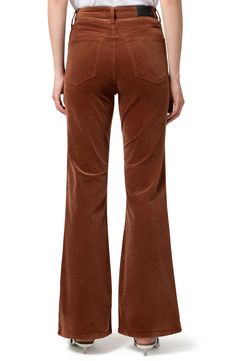 Soft velvet brings luxe vibes to these high-rise pants made with tapering flare legs to satisfy your love for a laid-back retro look. Zip fly with button closure Five-pocket style 98% cotton, 2% elastane Machine wash, dry flat Made in Turkey Brown Flare Corduroy Pants, Courderoy Flare Pants, Brown Velvet Pants, Brown Corduroy Pants, Brown Flares, Velvet Jeans, Brown Velvet, Brown Corduroy, Velvet Pants