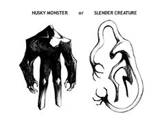 two different types of monsters, one is black and the other has white ink on it