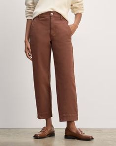 The Utility Straight-Leg Pant Rosewood – Everlane Ankle-length Cotton Jeans With Side Pockets, Casual Cropped Leg Work Pants For Fall, Casual Cropped Work Pants For Fall, Loosely Fitted High-waisted Cotton Work Pants, Cotton Wide Leg Pants With Straight Hem For Fall, Fall Cotton Wide Leg Pants With Straight Hem, Work Pants With Five Pockets In Chino Cotton Twill, Relaxed Fit Straight Leg Work Pants For Fall, Fall Work Pants Relaxed Fit Straight Leg