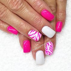 Pink Nails With Zebra Print, Summer Zebra Nails, Zebra Nails Animal Prints, Zebra Print Nails Designs, Wednesday Nails, Zebra Nail Designs, 2000s Nails, Zebra Nail Art