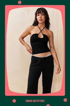 Elevate your top collection with this trippy halterneck. Crafted from a stretch-knit fabrication Ft. an adjustable halterneck tie, a slim-fit silhouette and a cropped hem. Only at UO. Content + Care 56% Polyamide, 38% Polyester, 6% Elastane - Machine wash Imported Size + Fit Model is 179cm/5'10.5" and wearing size Small | Out From Under Textured Halter Top in Black at Urban Outfitters Trendy Bandeau Halter Top For Night Out, Casual Halter Neck Tube Top For Night Out, Stretch Halter Neck Tube Top For Night Out, Stretch Cropped Halter Top For Night Out, Casual Bandeau Halter Top For Night Out, Trendy Seamless Halter Neck Crop Top, Casual Halter Neck Top For Night Out, Trendy Stretch Halter Neck Top, Seamless Halter Neck Crop Top For Party