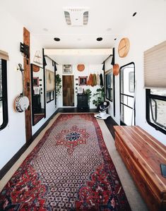 the inside of an rv is clean and ready to be used as a living room