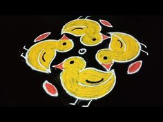 a drawing of five yellow birds in a circle