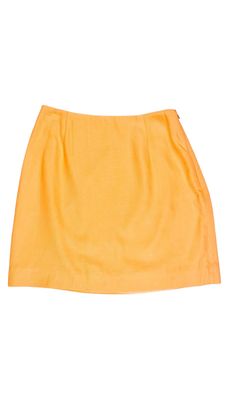 Shaped waist, hidden side seam zipper, unlined, non stretch. No fiber content tag. Matching tank top available. Waist: 13" Hip: 18.5" Length: 16.5" Hem: 20" Orange Stretch Skort For Summer, Summer Stretch Orange Skort, Orange Stretch Skort For Spring, Stretch Orange Skort For Spring, Fitted Orange Mini Skirt For Spring, Spring Orange Stretch Skort, Summer Orange Mini Skirt, Short Orange Skirt For Summer, Orange Short Length Skort