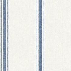 a blue and white striped wallpaper with vertical stripes on the bottom half of it