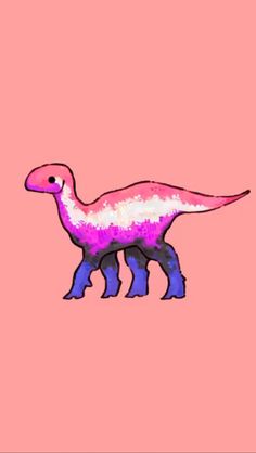 a pink and purple dinosaur on a pink background