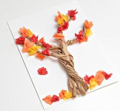 an autumn tree made out of tissue paper