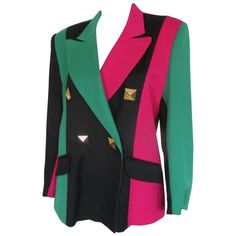 This vintage jacket has 4 gold tone buttons, no pockets. pre owned Size is mentioned EU 40 /US 10 Please note that vintage items are not new and therefore might have minor imperfections. 80s Blazer Outfit, Bright Academia, Neat Outfits, Vintage Glam Fashion, Aka Apparel, Jacket Inspiration, 80s Blazer, 80's Fashion, 80s Jacket