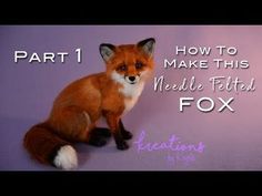 a red fox sitting on top of a purple background with the words how to make this needle felt fox