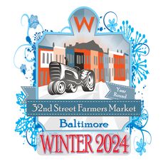 an image of a tractor with snowflakes around it and the words, 3rd street farmers market baltimore winter 2014