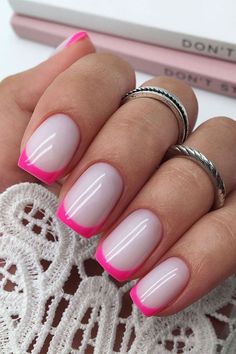 Colors Nails, Lipstick Nails, French Tip Nail Designs, Nail Art Wedding, Beautiful Nail Designs, Summer Nail