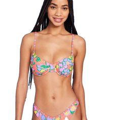 Women's Underwire Bikini Top Wild Fable Multi Floral Print S Fit Style * Multicolor Bikini Top * Covered With Floral Print * Soft, Stretchy Fabric With Full Lining * Back Hooks * Underwire Design * Sizes 14-24 Feature A Double Swan Hook Back Closure * Sizes 14-24 Feature Sewn-In Cups * Sizes 14-24 Feature An Added Ribcage Band For Increased Bust Support Description Floral-Print Bikini Top From Wild Fable Comes In Multicolor Floral Print. Soft And Stretchy Fabric With Full Lining And Adjustable S Trendy Underwire Swimwear For Beach Party, Trendy Padded Swimwear For Beach Season, Trendy Underwire Swimwear For Spring, Swimwear Style, Rib Cage, Wild Fable, Swimwear Fashion, Bra Cups, Fit Style