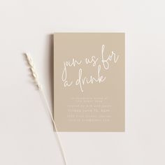 a card with the words you're us for a drink written in white ink