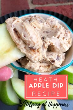 an apple dip recipe in a bowl with apples