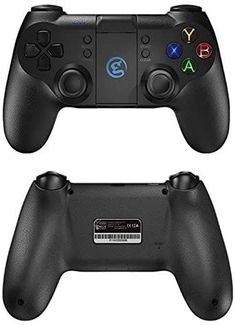 an image of two black game controllers