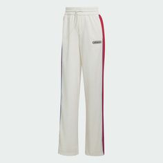 AUTHENTIC ADIDAS RETRO LUXURY TRACK  PANTS DHL0062 STANDARD FIT WONDER WHT/VIVID RED BODY 100% POLYESTER SIDE POCKETS BACK ZIPPED POCKET Red Adidas Pants, Sport Silhouette, Adidas Retro, Retro Luxury, Adidas Track Pants, Adidas Track, Red Adidas, Adidas Pants, Wide Legs